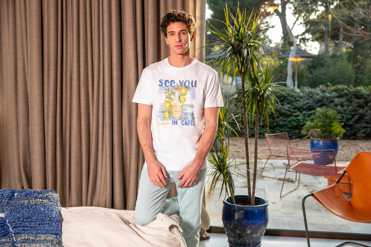 T-shirt Print Coton Bio See You Sun - Blanc