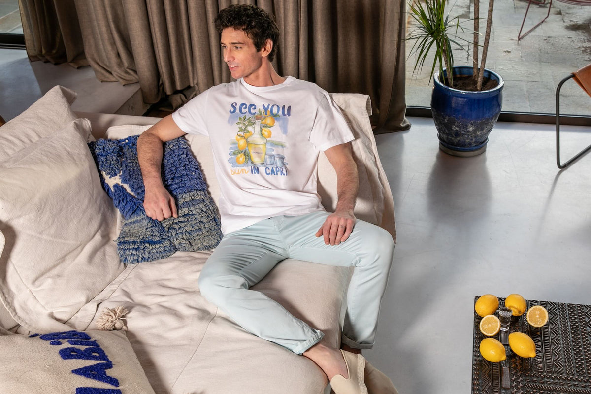 T-shirt Print Coton Bio See You Sun - Blanc