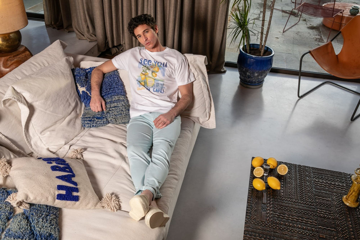 T-shirt Print Coton Bio See You Sun - Blanc