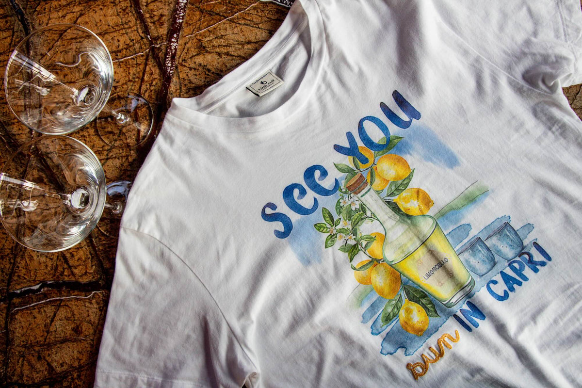 T-shirt Print Coton Bio See You Sun - Blanc