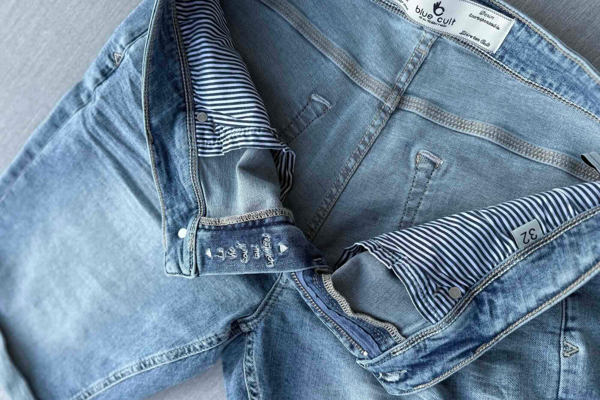 Bermuda Jean Toucher Doux Ecoresponsable - Bleu Léger - Blue Cult