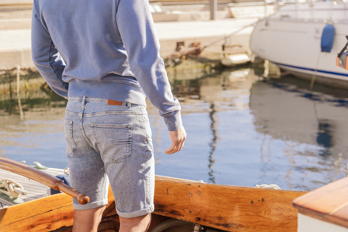 Bermuda Jean Toucher Doux Ecoresponsable - Bleu Léger - Blue Cult