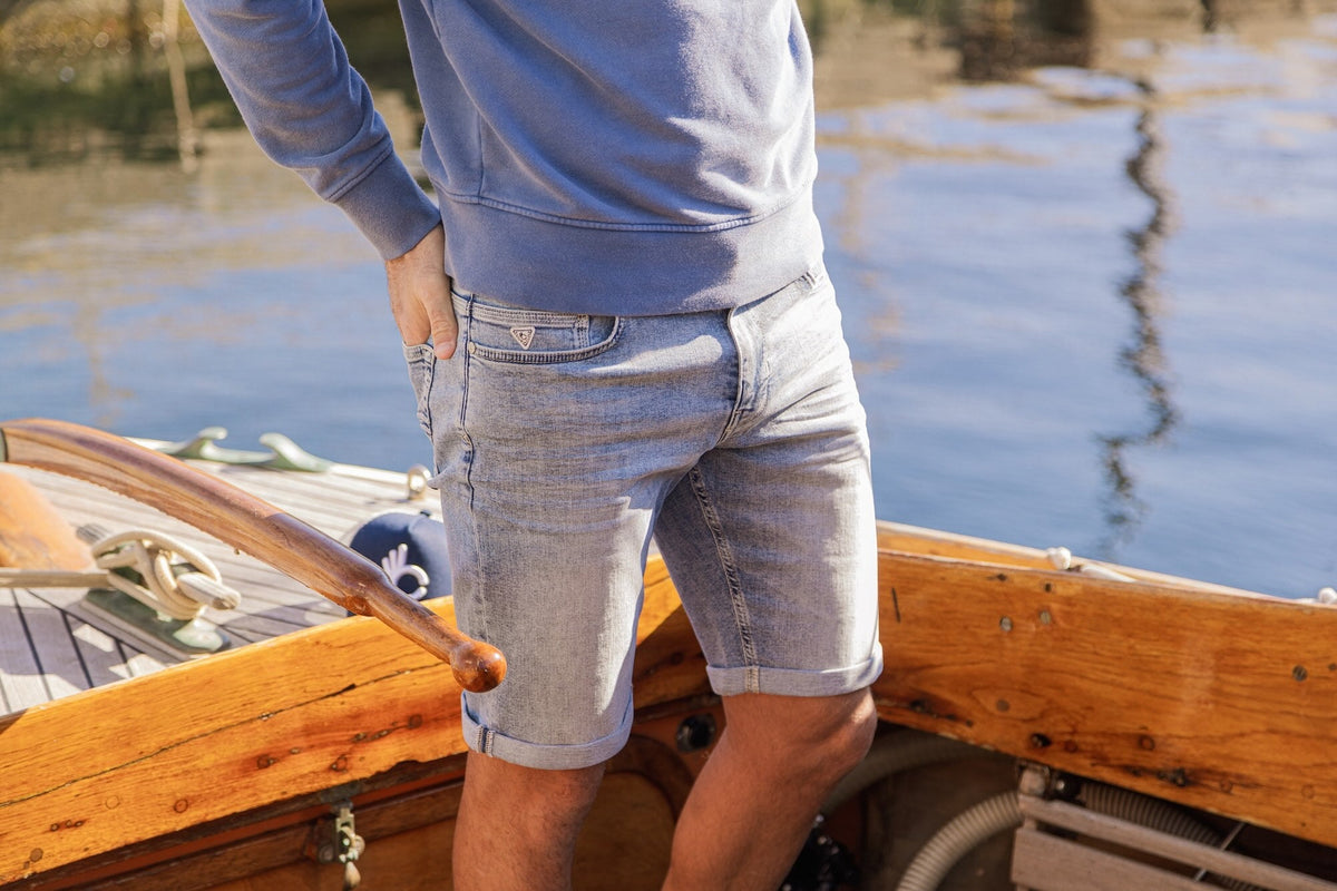 Bermuda Jean Toucher Doux Ecoresponsable - Bleu Léger - Blue Cult