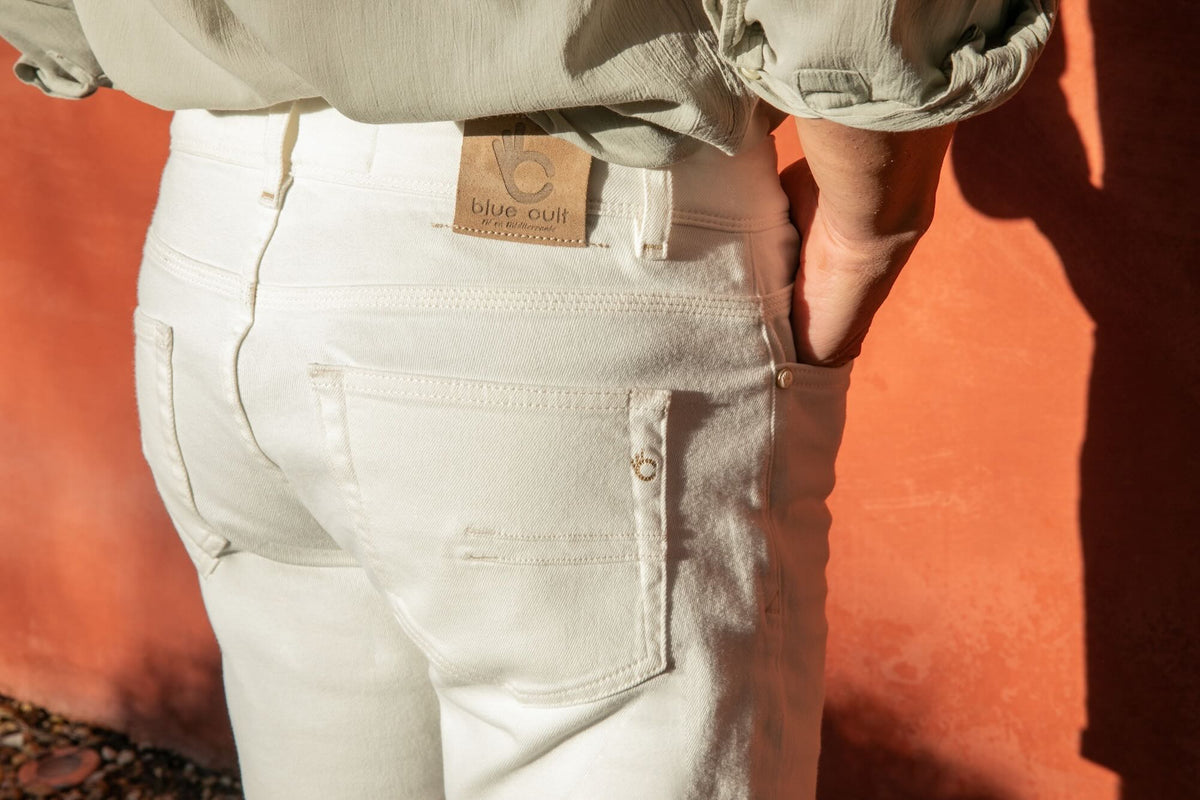 Bermuda Jean Toucher Doux Ecoresponsable - Ecru - Blue Cult