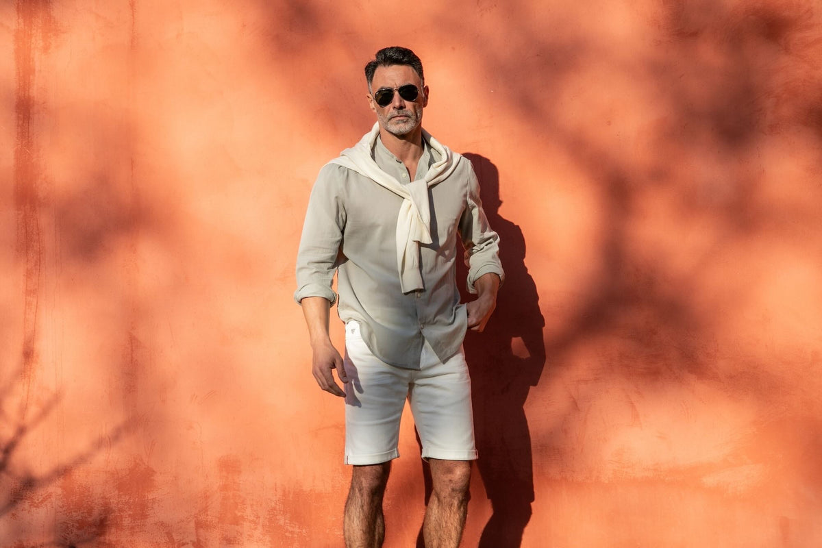 Bermuda Jean Toucher Doux Ecoresponsable - Ecru - Blue Cult