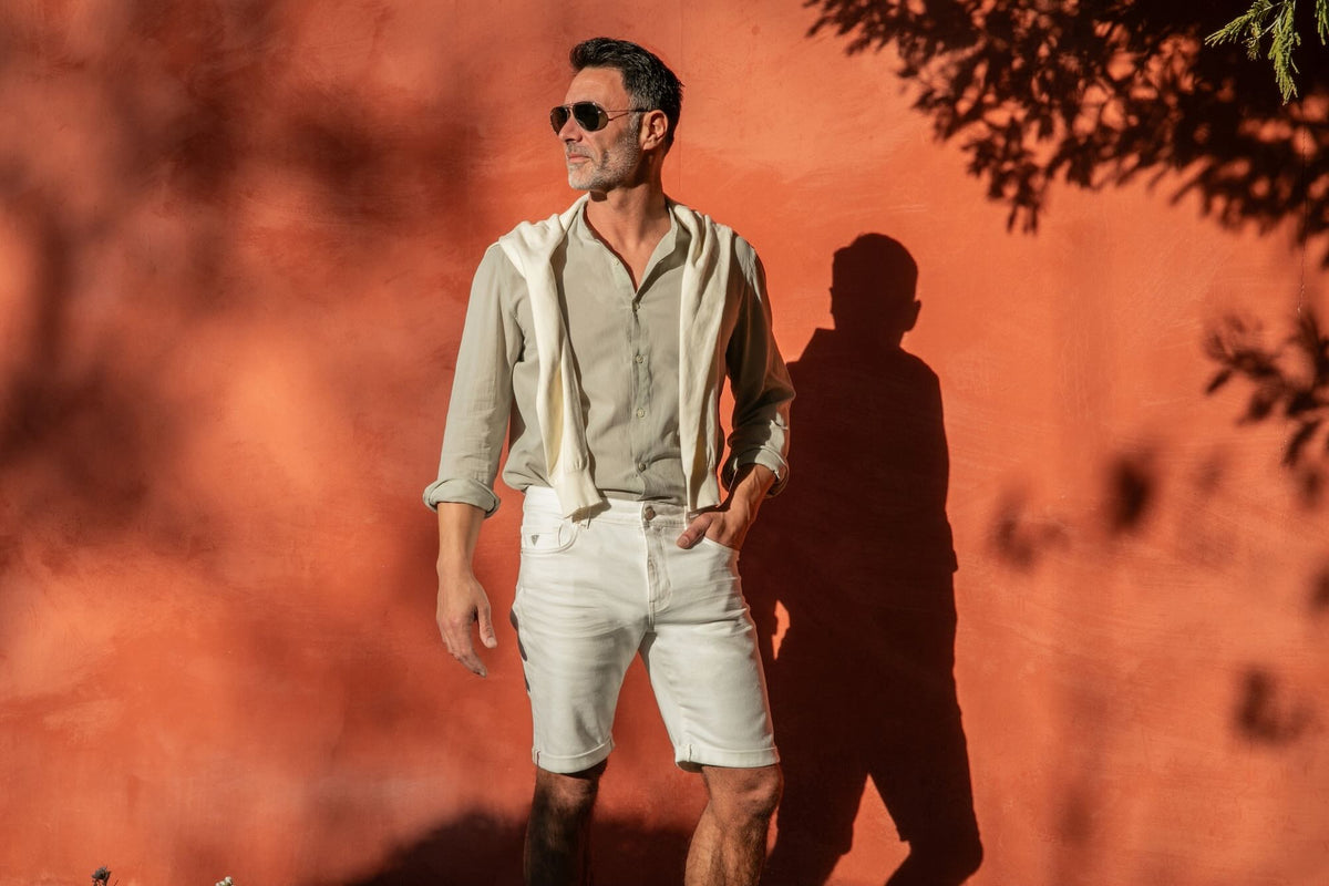 Bermuda Jean Toucher Doux Ecoresponsable - Ecru - Blue Cult