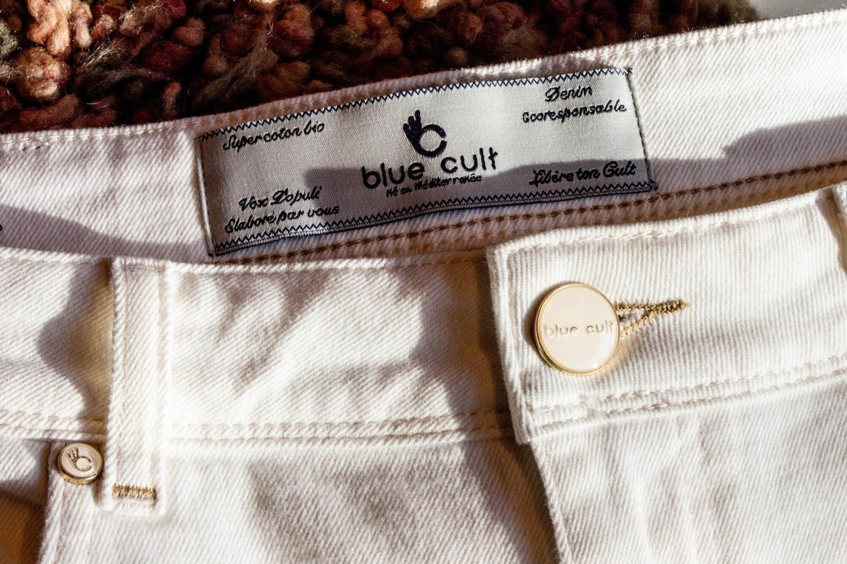 Bermuda Jean Toucher Doux Ecoresponsable - Ecru - Blue Cult