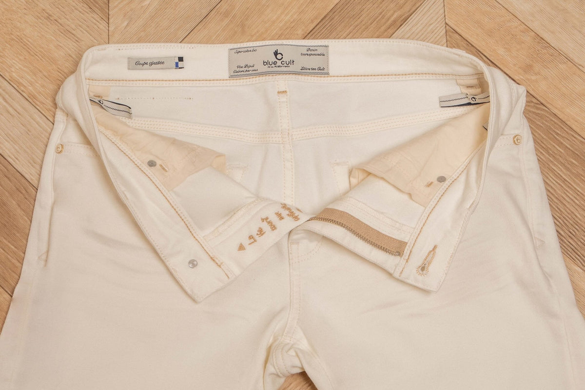 Bermuda Jean Toucher Doux Ecoresponsable - Ecru - Blue Cult