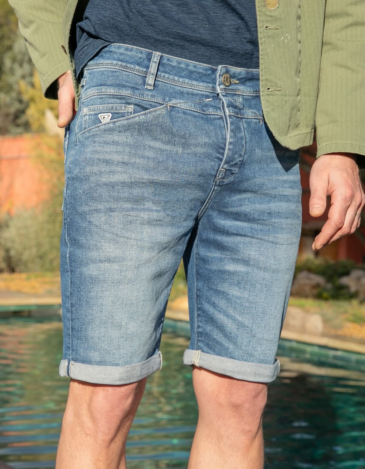 Bermuda Jean Delta Antik Ecoresponsable Droit Ajusté - Bleu - Blue Cult