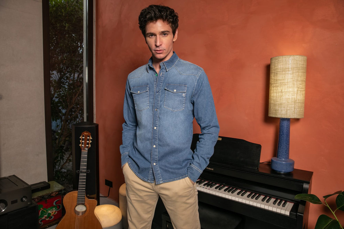 Chemise Jean Portofino Coton Bio - Bleu - Blue Cult