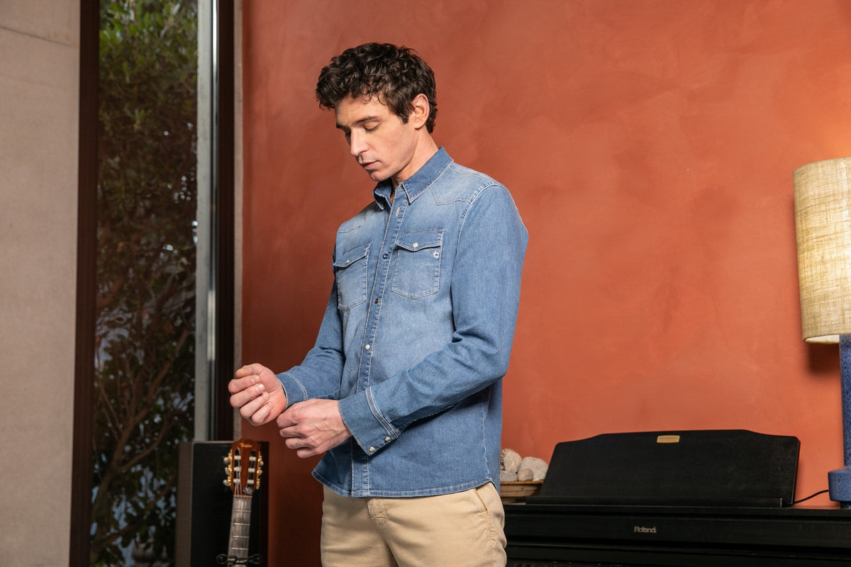 Chemise Jean Portofino Coton Bio - Bleu - Blue Cult