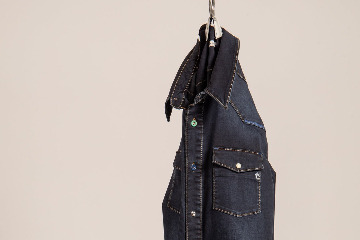 Chemise Jean Portofino Coton Bio - Bleu verso Noir - Blue Cult
