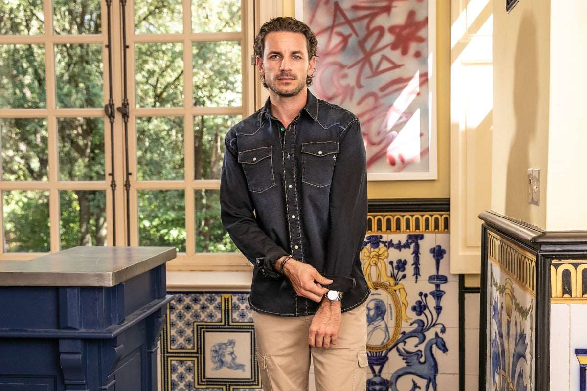 Chemise Jean Portofino Coton Bio - Bleu verso Noir - Blue Cult