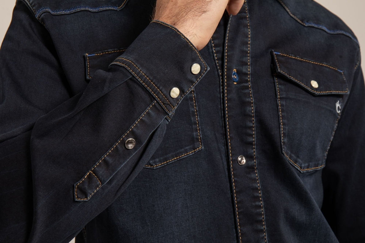 Chemise Jean Portofino Coton Bio - Bleu verso Noir - Blue Cult