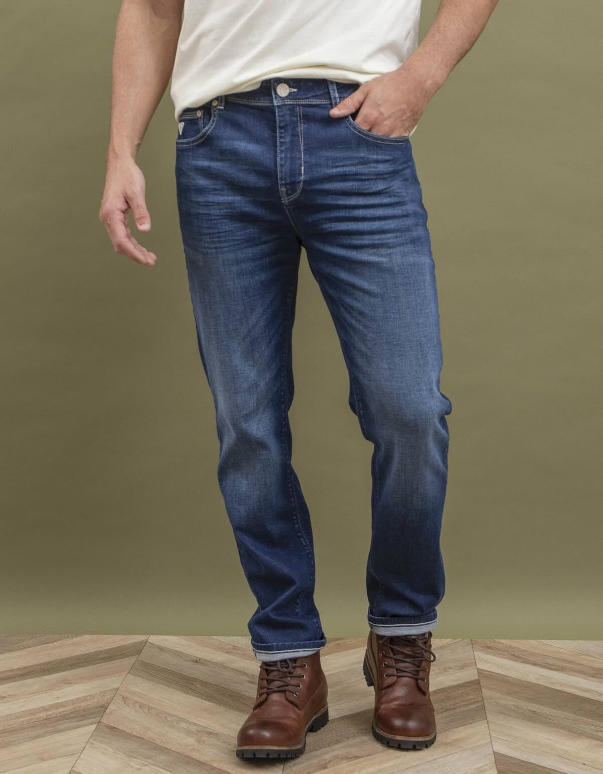 Jean Toucher Doux Ecoresponsable Droit Ajusté - Bleu - Blue Cult