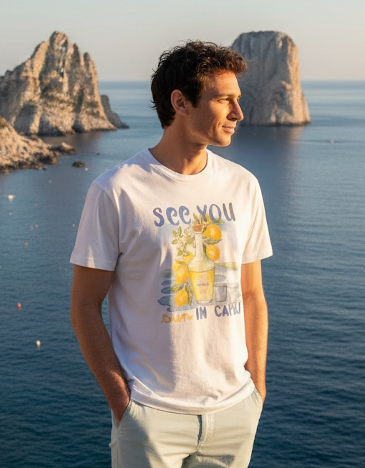 T-shirt Print Coton Bio See You Sun - Blanc