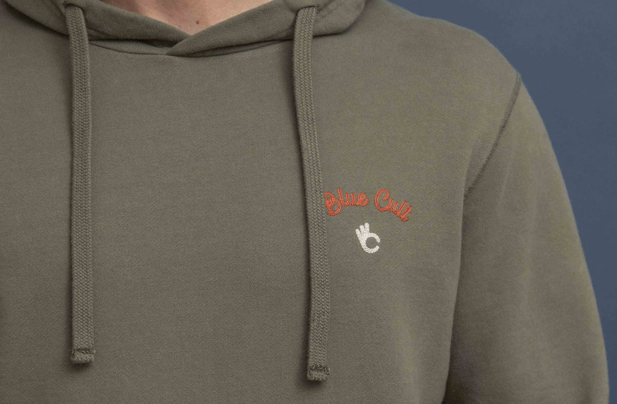 Sweat-shirt capuche Cult Coton Bio - Kaki - Blue Cult