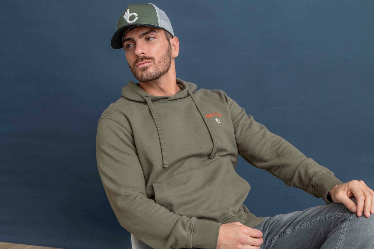 Sweat-shirt capuche Cult Coton Bio - Kaki - Blue Cult