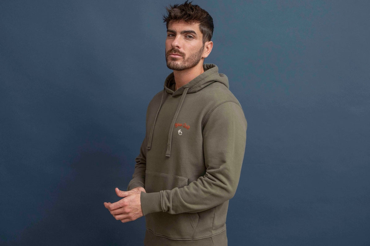 Sweat-shirt capuche Cult Coton Bio - Kaki - Blue Cult