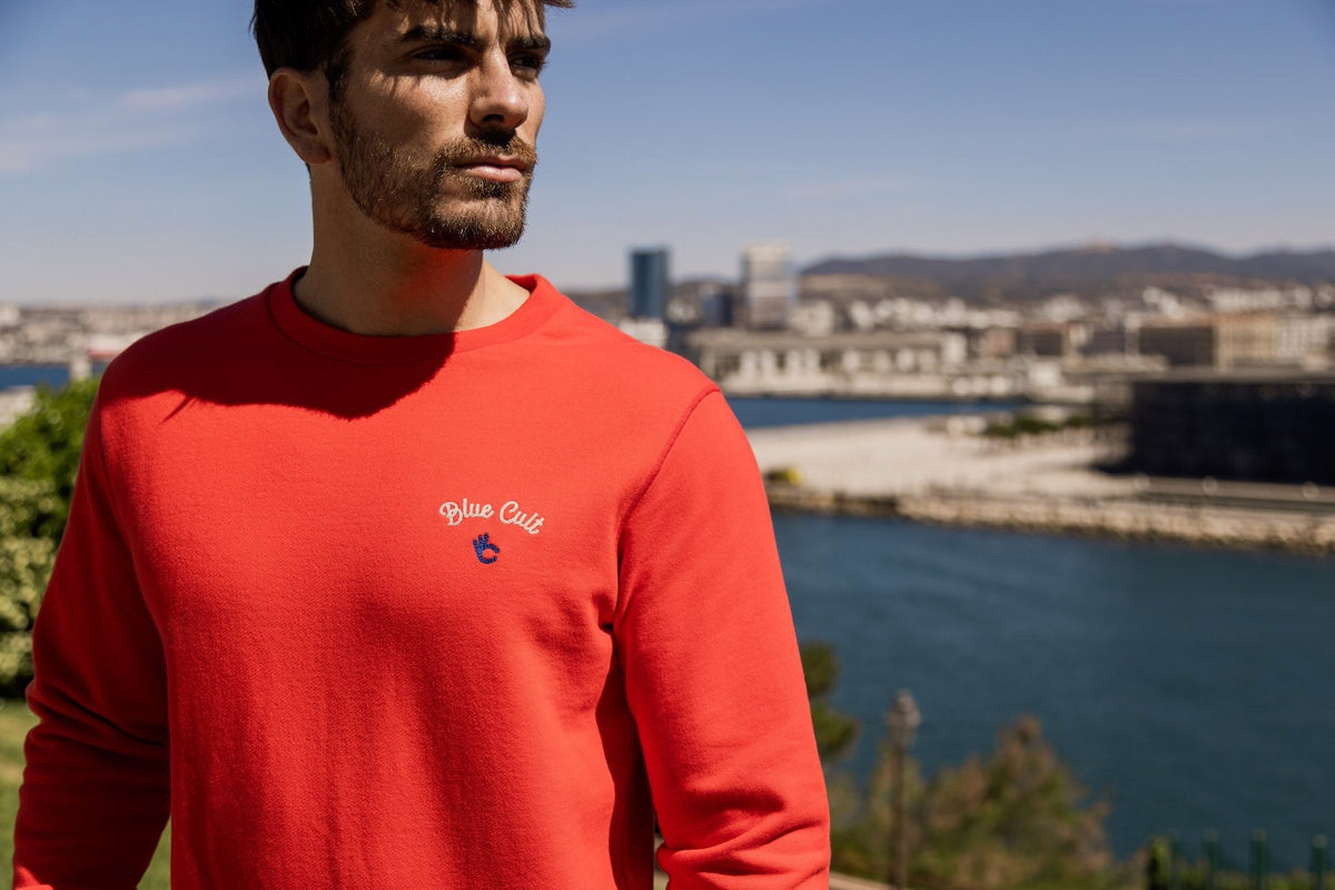 Sweat-shirt Cult Coton Bio - Rouge Clair - Blue Cult
