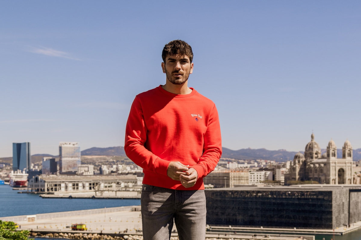 Sweat-shirt Cult Coton Bio - Rouge Clair - Blue Cult