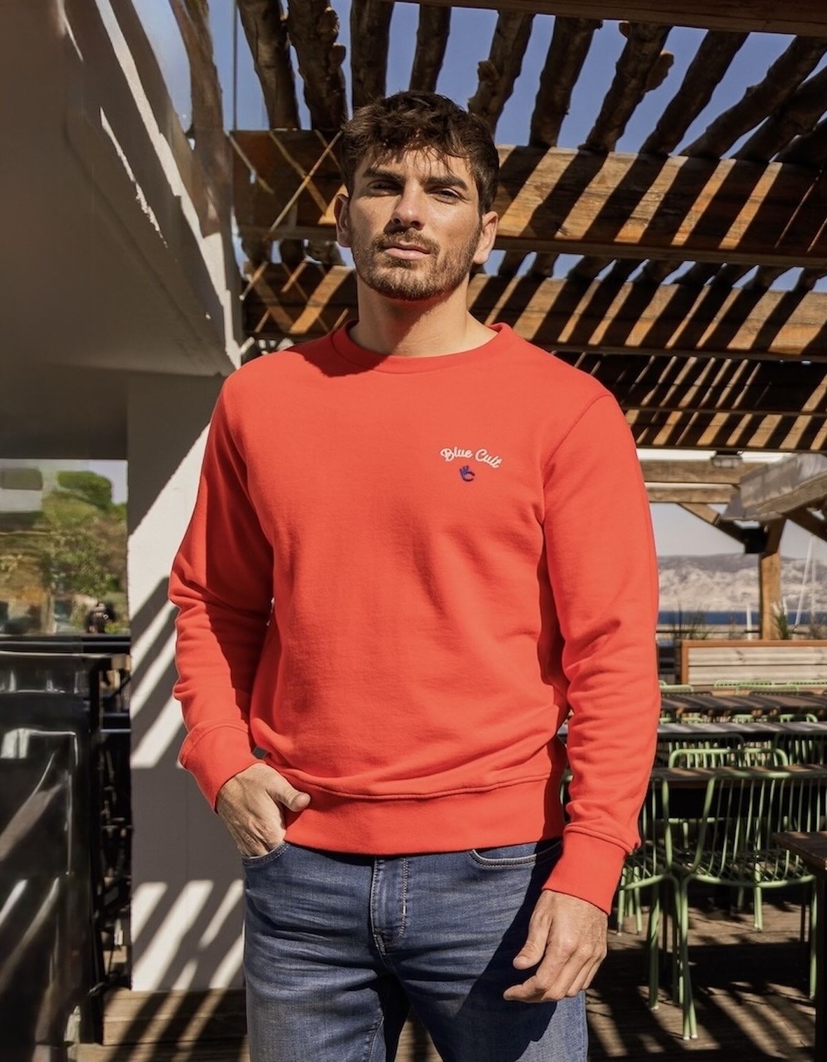 Sweat-shirt Cult Coton Bio - Rouge Clair - Blue Cult