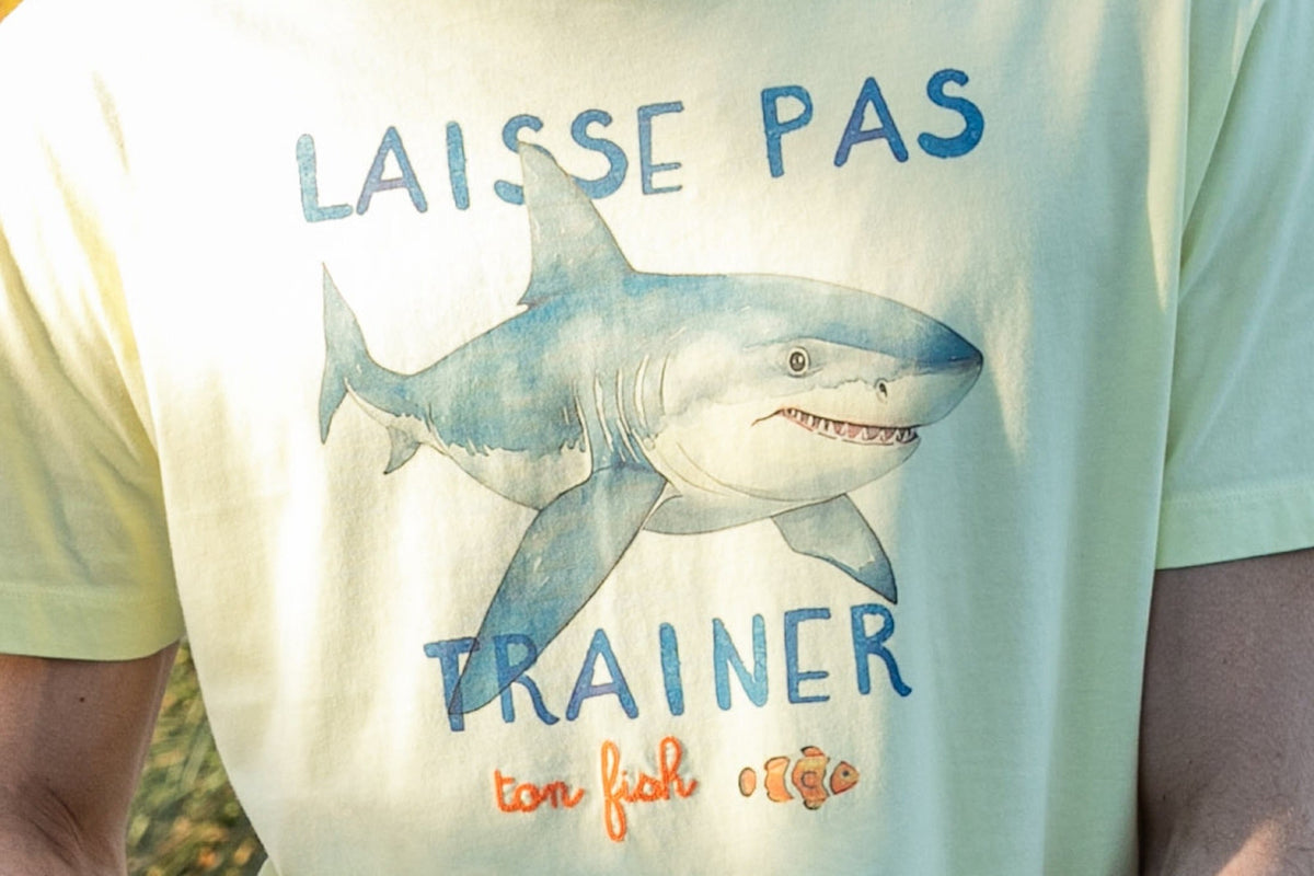 T-shirt Print Coton Bio Fish - Jaune Clair - Blue Cult