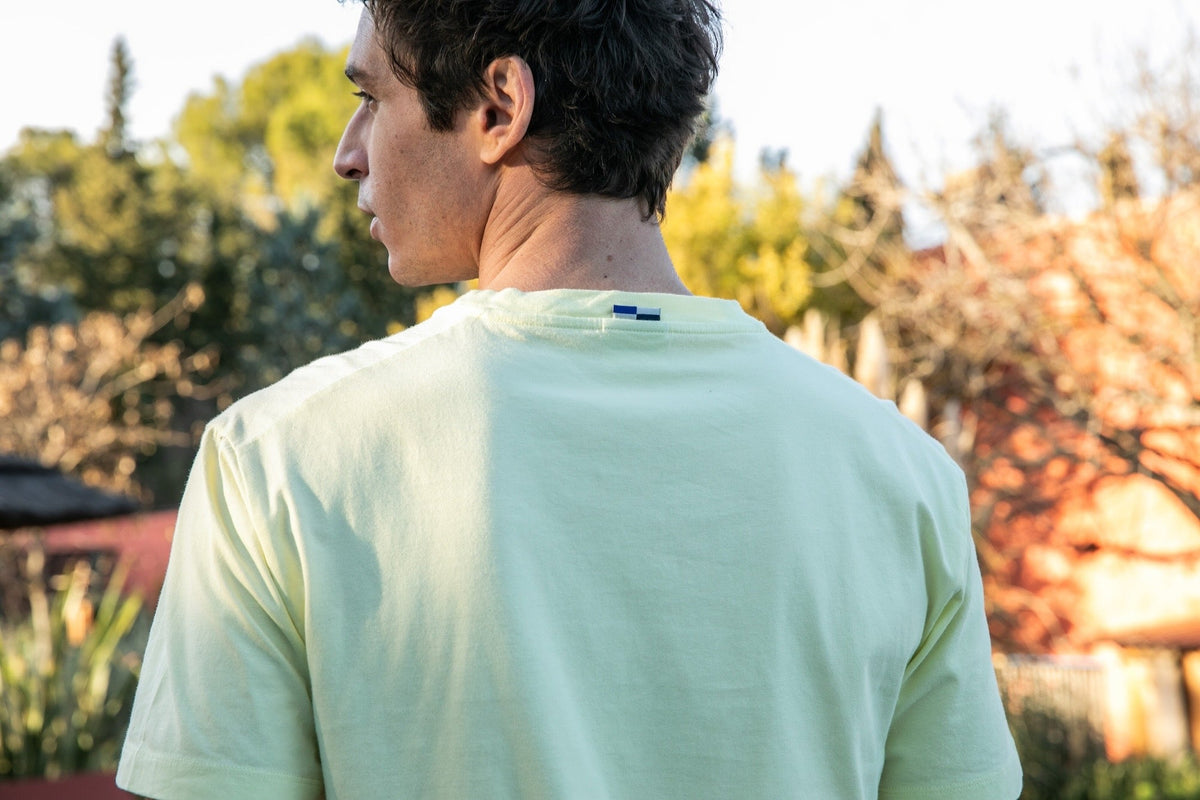 T-shirt Print Coton Bio Fish - Jaune Clair - Blue Cult