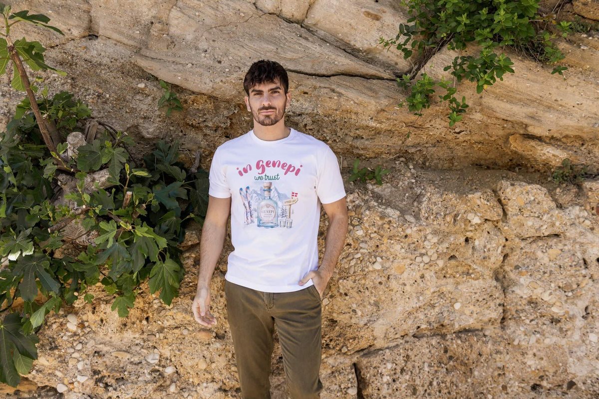 T-shirt Print Coton Bio Génépi - Blanc Cassé - Blue Cult