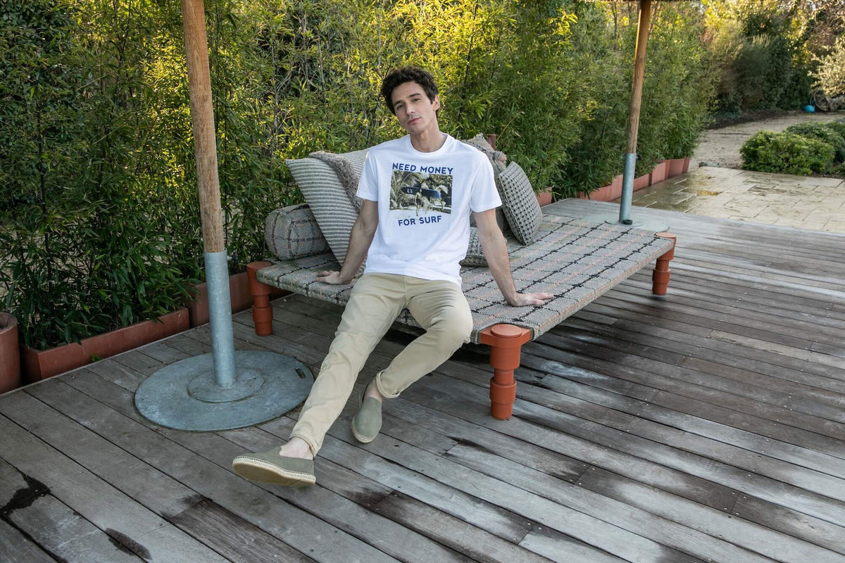 T-shirt Print Coton Bio Need Surf - Blanc - Blue Cult