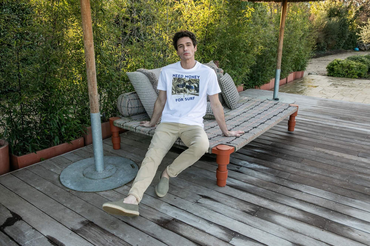 T-shirt Print Coton Bio Need Surf - Blanc - Blue Cult