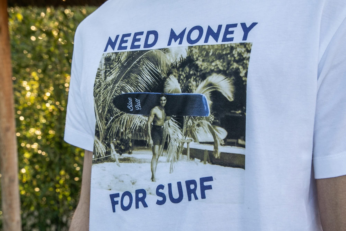 T-shirt Print Coton Bio Need Surf - Blanc - Blue Cult