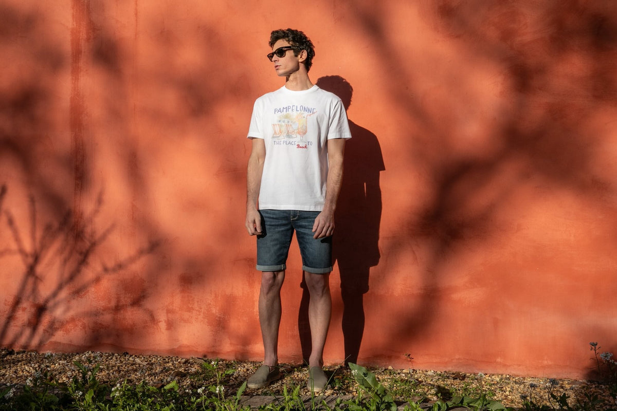 T-shirt Print Coton Bio Pampelonne - Blanc - Blue Cult