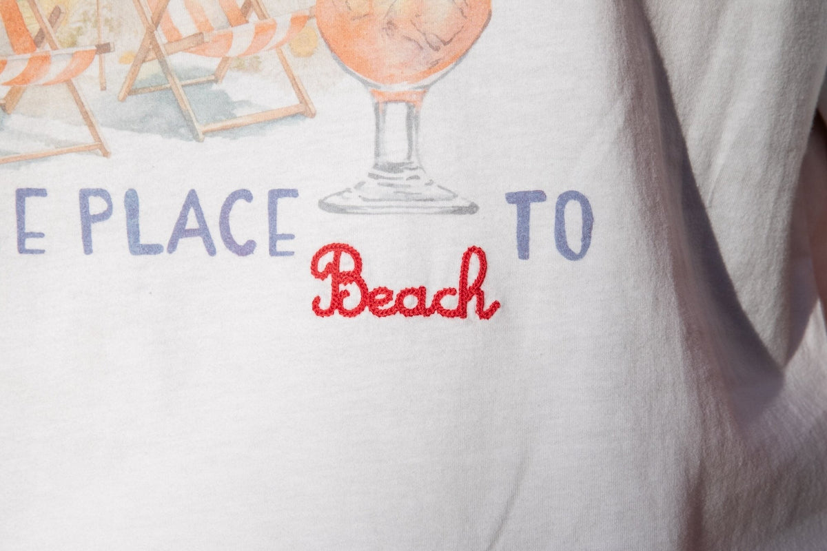 T-shirt Print Coton Bio Pampelonne - Blanc - Blue Cult