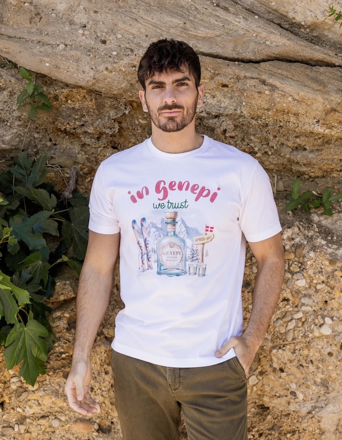 T-shirt Print Coton Bio Génépi - Blanc Cassé - Blue Cult